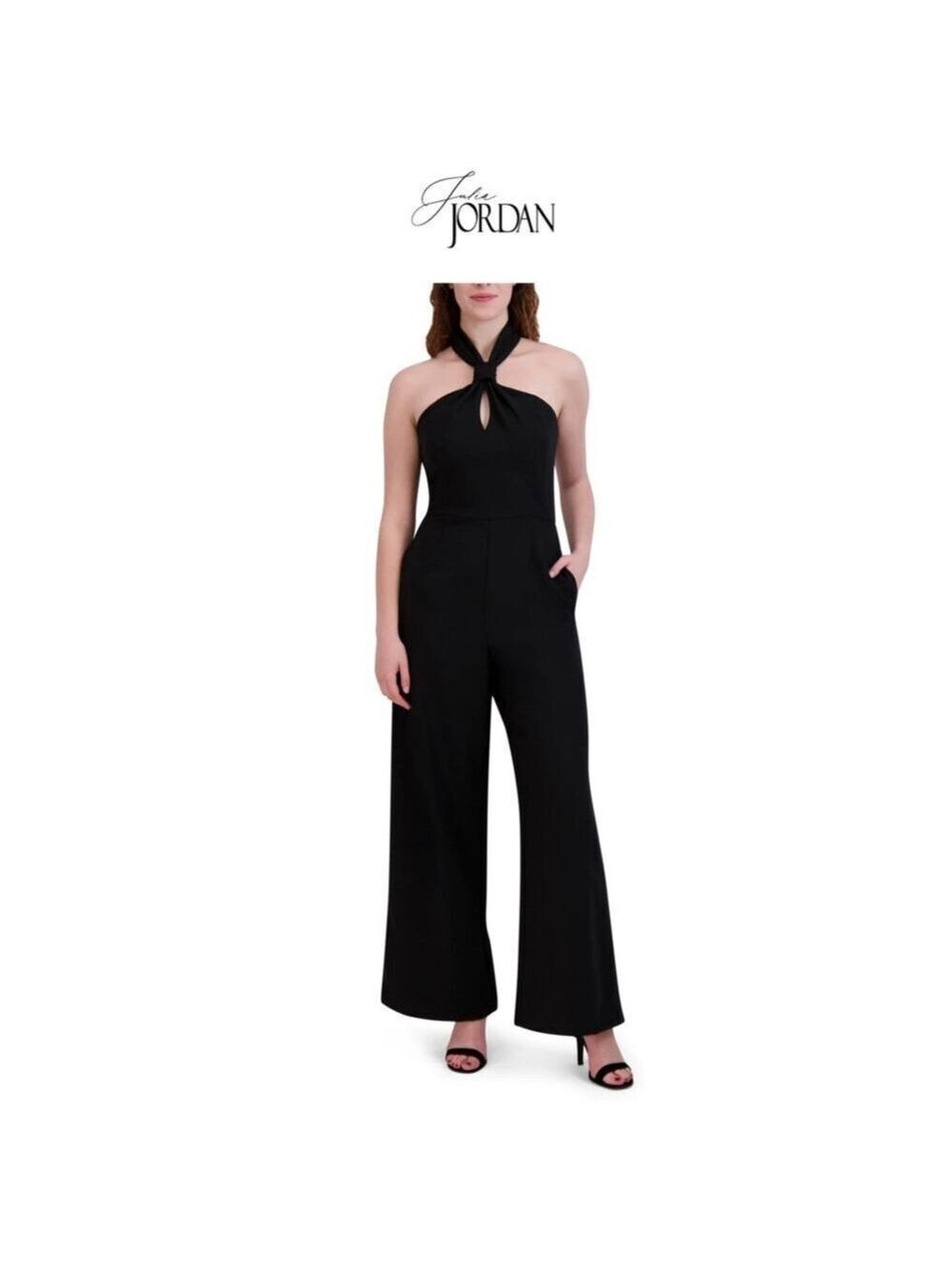 New from Nordstrom by Julia Jordan Black Knot Neck Wide Leg Jumpsuit size 6 NWT